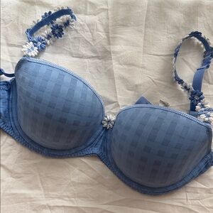 Marie Jo AVERO 010-0419 Blue White Checker & Floral Balcony Bra -Size 30E UK